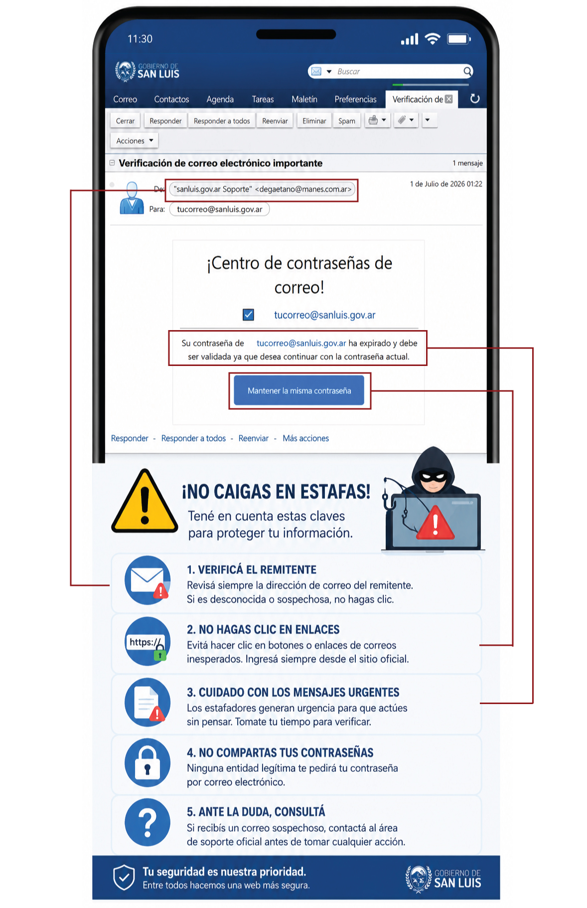 Ejemplo de correo de phishing